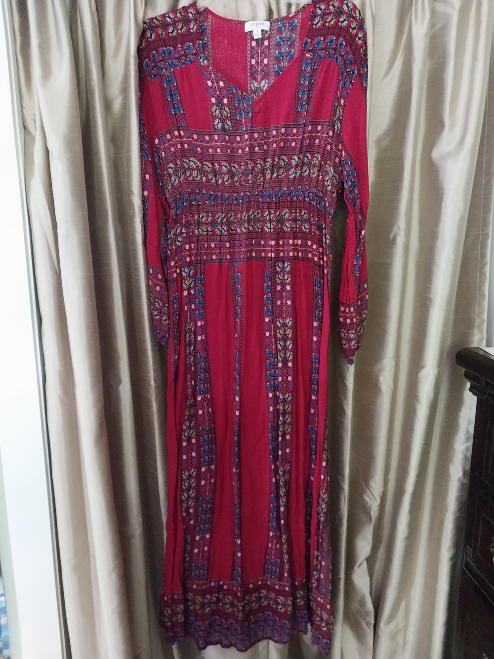Umgee Burgundy Floral Maxi Dress